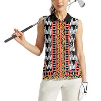 Cameroon Toghu Traditional Pattern Women Sleeveless Polo Shirt