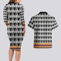 Cameroon Traditional Couples Matching Long Sleeve Bodycon Dress and Hawaiian Shirt Toghu Pattern