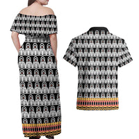 Cameroon Traditional Couples Matching Off Shoulder Maxi Dress and Hawaiian Shirt Toghu Pattern