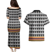 Cameroon Traditional Couples Matching Puletasi and Hawaiian Shirt Toghu Pattern