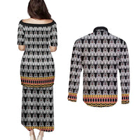 Cameroon Traditional Couples Matching Puletasi and Long Sleeve Button Shirt Toghu Pattern