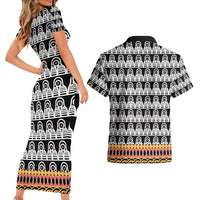 Cameroon Traditional Couples Matching Short Sleeve Bodycon Dress and Hawaiian Shirt Toghu Pattern