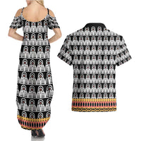Cameroon Traditional Couples Matching Summer Maxi Dress and Hawaiian Shirt Toghu Pattern