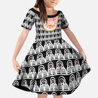 Cameroon Traditional Family Matching Off The Shoulder Long Sleeve Dress and Hawaiian Shirt Toghu Pattern