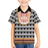 Cameroon Traditional Family Matching Off The Shoulder Long Sleeve Dress and Hawaiian Shirt Toghu Pattern