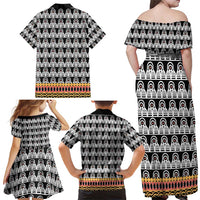Cameroon Traditional Family Matching Off Shoulder Maxi Dress and Hawaiian Shirt Toghu Pattern