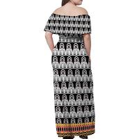 Cameroon Traditional Family Matching Off Shoulder Maxi Dress and Hawaiian Shirt Toghu Pattern