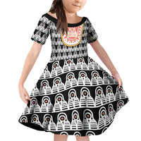 Cameroon Traditional Family Matching Off Shoulder Short Dress and Hawaiian Shirt Toghu Pattern