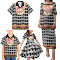Cameroon Traditional Family Matching Puletasi and Hawaiian Shirt Toghu Pattern