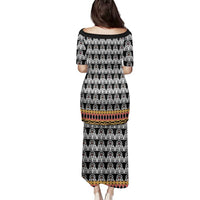 Cameroon Traditional Family Matching Puletasi and Hawaiian Shirt Toghu Pattern