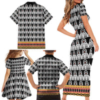 Cameroon Traditional Family Matching Short Sleeve Bodycon Dress and Hawaiian Shirt Toghu Pattern