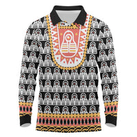 Cameroon Traditional Long Sleeve Polo Shirt Toghu Pattern