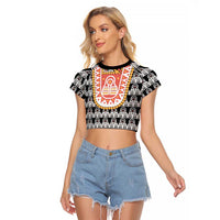 Cameroon Traditional Raglan Cropped T Shirt Toghu Pattern