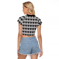 Cameroon Traditional Raglan Cropped T Shirt Toghu Pattern