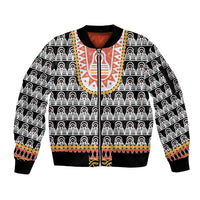 Cameroon Traditional Sleeve Zip Bomber Jacket Toghu Pattern