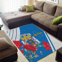 Melilla Area Rug Coat Of Arms Red Carnation