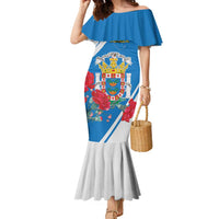 Melilla Family Matching Mermaid Dress and Hawaiian Shirt Coat Of Arms Red Carnation