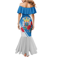 Melilla Family Matching Mermaid Dress and Hawaiian Shirt Coat Of Arms Red Carnation