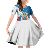 Melilla Family Matching Off Shoulder Short Dress and Hawaiian Shirt Coat Of Arms Red Carnation