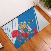 Melilla Rubber Doormat Coat Of Arms Red Carnation