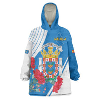 Melilla Wearable Blanket Hoodie Coat Of Arms Red Carnation
