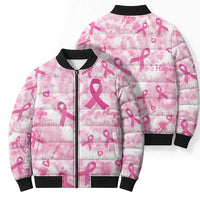 Breast Cancer Awareness Pink Ribbon Bomber Puffer Jacket Tie Dye Style - Wonder Print Shop