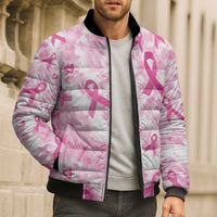 Breast Cancer Awareness Pink Ribbon Bomber Puffer Jacket Tie Dye Style - Wonder Print Shop