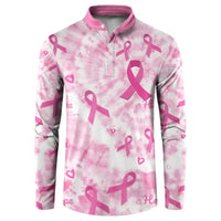 Breast Cancer Awareness Pink Ribbon Button Sweatshirt Tie Dye Style - Wonder Print Shop