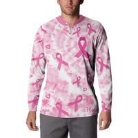 Breast Cancer Awareness Pink Ribbon Button Sweatshirt Tie Dye Style - Wonder Print Shop