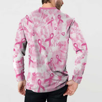 Breast Cancer Awareness Pink Ribbon Button Sweatshirt Tie Dye Style - Wonder Print Shop