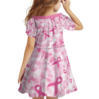 Breast Cancer Awareness Pink Ribbon Family Matching Off Shoulder Maxi Dress and Hawaiian Shirt Tie Dye Style - Wonder Print Shop