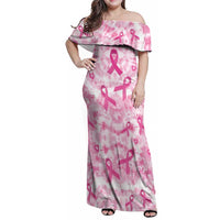 Breast Cancer Awareness Pink Ribbon Family Matching Off Shoulder Maxi Dress and Hawaiian Shirt Tie Dye Style - Wonder Print Shop