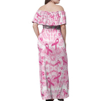 Breast Cancer Awareness Pink Ribbon Family Matching Off Shoulder Maxi Dress and Hawaiian Shirt Tie Dye Style - Wonder Print Shop
