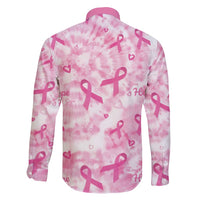Breast Cancer Awareness Pink Ribbon Family Matching Short Sleeve Bodycon Dress and Hawaiian Shirt Tie Dye Style - Wonder Print Shop