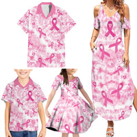 Breast Cancer Awareness Pink Ribbon Family Matching Summer Maxi Dress and Hawaiian Shirt Tie Dye Style - Wonder Print Shop
