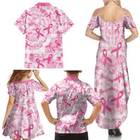 Breast Cancer Awareness Pink Ribbon Family Matching Summer Maxi Dress and Hawaiian Shirt Tie Dye Style - Wonder Print Shop