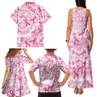 Breast Cancer Awareness Pink Ribbon Family Matching Tank Maxi Dress and Hawaiian Shirt Tie Dye Style - Wonder Print Shop