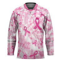 Breast Cancer Awareness Pink Ribbon Hockey Jersey Tie Dye Style - Wonder Print Shop
