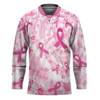 Breast Cancer Awareness Pink Ribbon Hockey Jersey Tie Dye Style - Wonder Print Shop