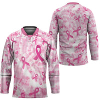 Breast Cancer Awareness Pink Ribbon Hockey Jersey Tie Dye Style - Wonder Print Shop