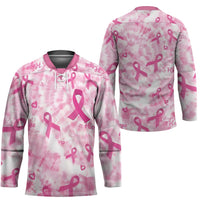 Breast Cancer Awareness Pink Ribbon Hockey Jersey Tie Dye Style - Wonder Print Shop