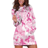 Breast Cancer Awareness Pink Ribbon Hoodie Dress Tie Dye Style - Wonder Print Shop
