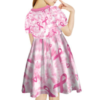 Breast Cancer Awareness Pink Ribbon Kid Short Sleeve Dress Tie Dye Style - Wonder Print Shop