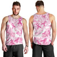 Breast Cancer Awareness Pink Ribbon Men Tank Top Tie Dye Style - Wonder Print Shop