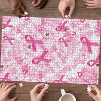 Breast Cancer Awareness Pink Ribbon Puzzle Tie Dye Style - Wonder Print Shop