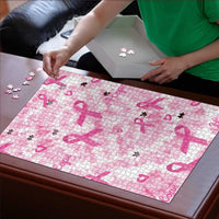 Breast Cancer Awareness Pink Ribbon Puzzle Tie Dye Style - Wonder Print Shop