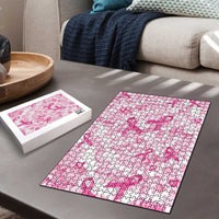 Breast Cancer Awareness Pink Ribbon Puzzle Tie Dye Style - Wonder Print Shop