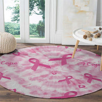 Breast Cancer Awareness Pink Ribbon Round Carpet Tie Dye Style - Wonder Print Shop