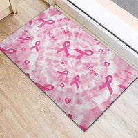 Breast Cancer Awareness Pink Ribbon Rubber Doormat Tie Dye Style - Wonder Print Shop