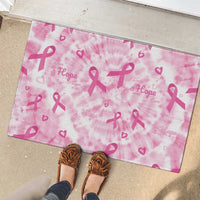 Breast Cancer Awareness Pink Ribbon Rubber Doormat Tie Dye Style - Wonder Print Shop